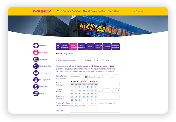 A screen with Merck page